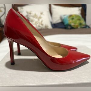 Jimmy Choo Romy 85 Red Patent Leather Pumps Heels W BOX AND DUSTBAG - Size 34.5